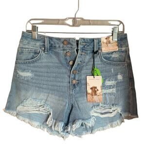 Sincerely Jules Super High Rise Wedge Distressed Jean Cutoff Shorts- Size 5 (27)